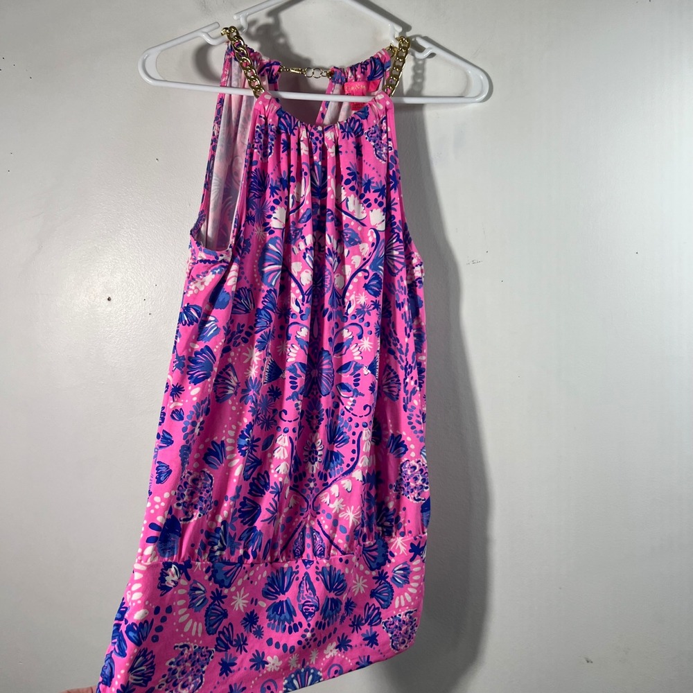 Womens Lilly‎ Pulitzer Bowen Tank Top Shells M Chain Neckline Banded Hemline